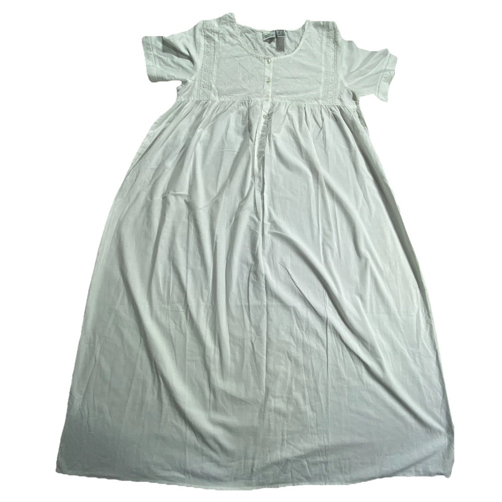 VTG‎ Smithsonian Institution Nightgown Womens Large White Round Neck Cottagecore